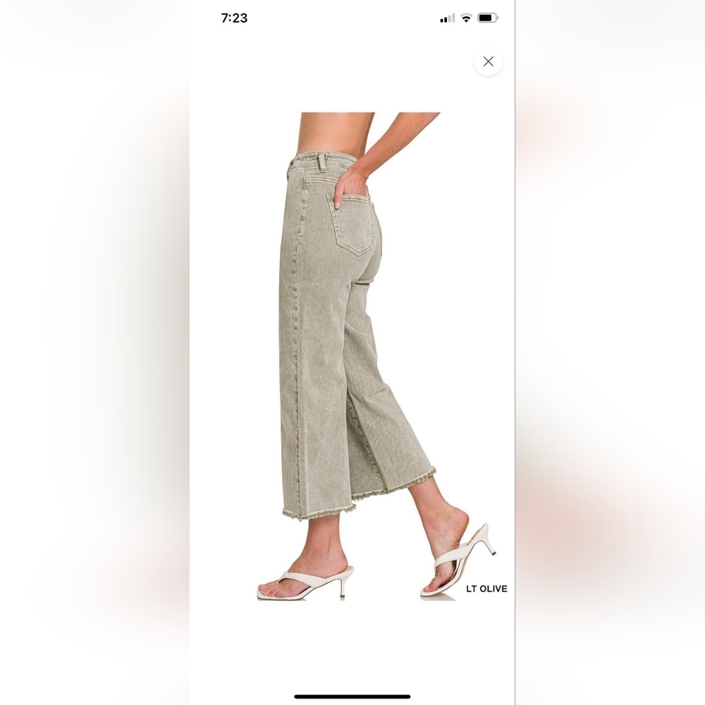 Zenana cropped high rise olive green